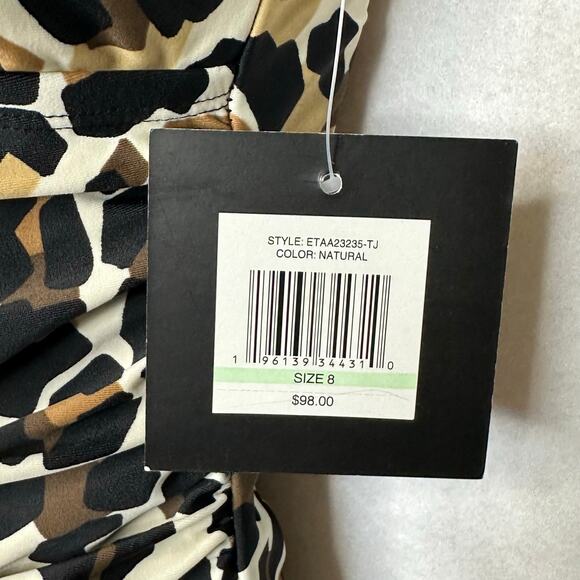 NWT Ellen Tracy Animal Print Halter One-Piece Swimsuit w/ Keyhole – Size 8 - Picture 4 of 8